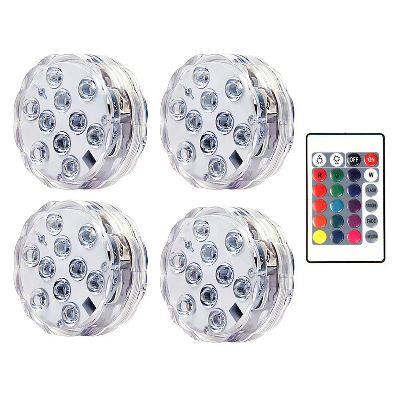RGB Submersible LED Lights 4-Pack – IP68 Remote Control Submersible LED Light Axl 4 Lamp 1 controller