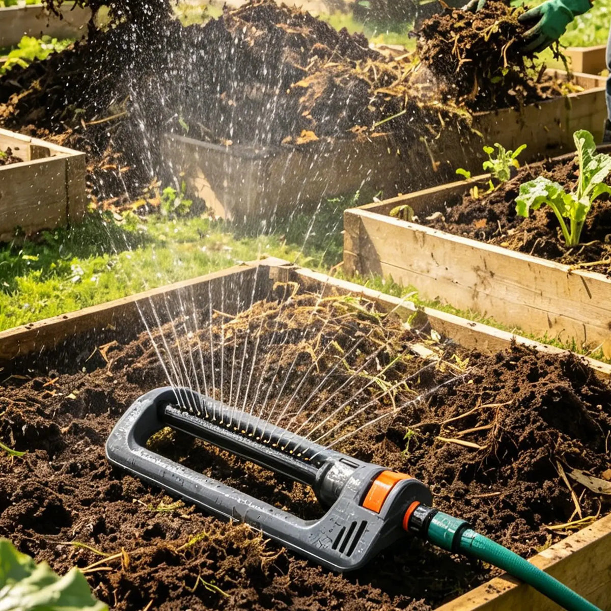 Oscillating Lawn Sprinkler 19 Nozzles – Heavy Duty Wide Coverage Oscillating Sprinkler Axl
