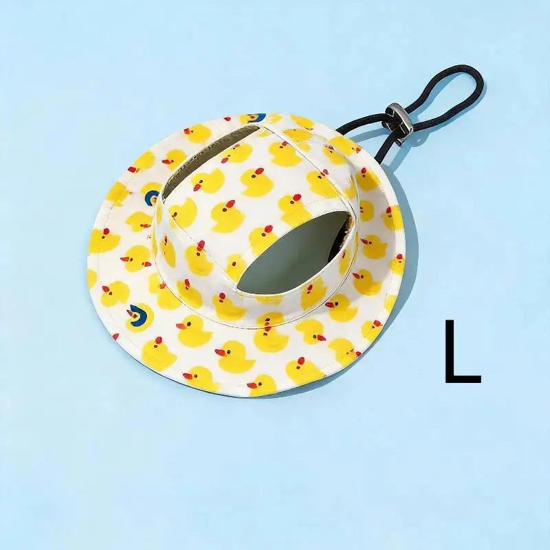 Pet Cowboy Hat with Ear Holes | Sun Hat for Cats & Small Dogs Pet Hat Accessory Axl duck L