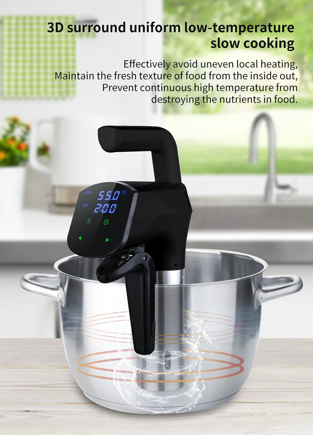 BALASHOV 1100W Sous Vide Immersion Circulator – LCD Touch IPX7 Sous Vide Circulator Axl