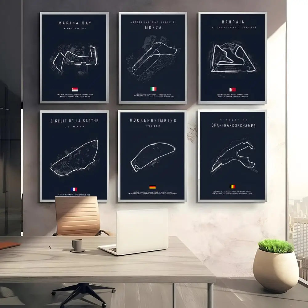 2025 Imola & Monaco Track Poster – Self-Adhesive Racing Wall Art Wall Art Poster Axl