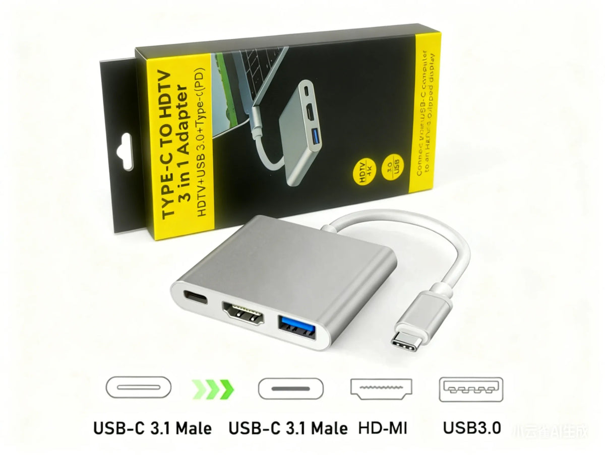 USB-C Hub 3-in-1 – 4K HDMI, USB 3.0 & PD Fast Charging USB-C Multiport Hub Axl