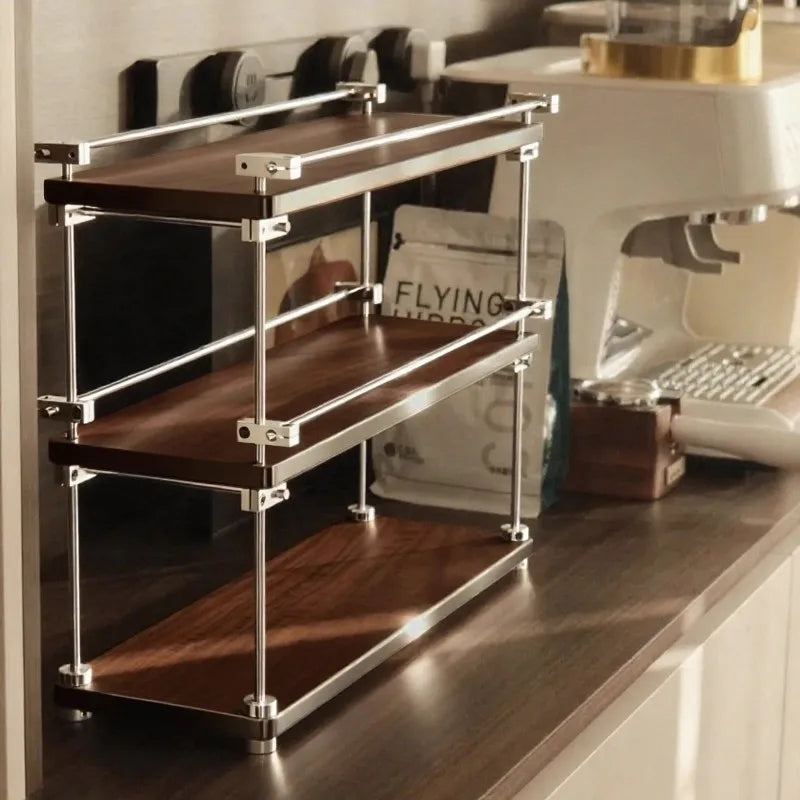 3-Tier Solid Pine Wood Desktop Storage Shelf Organizer Rack Wood Storage Shelf Axl