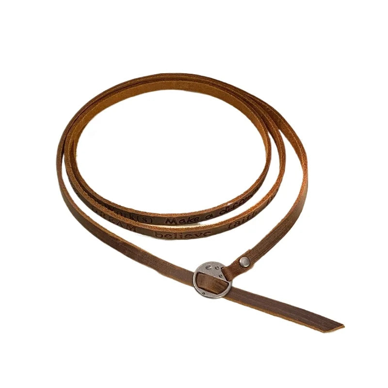 Brown Faux Leather Choker Necklace – Adjustable Waist Chain Leather Choker Necklace Axl