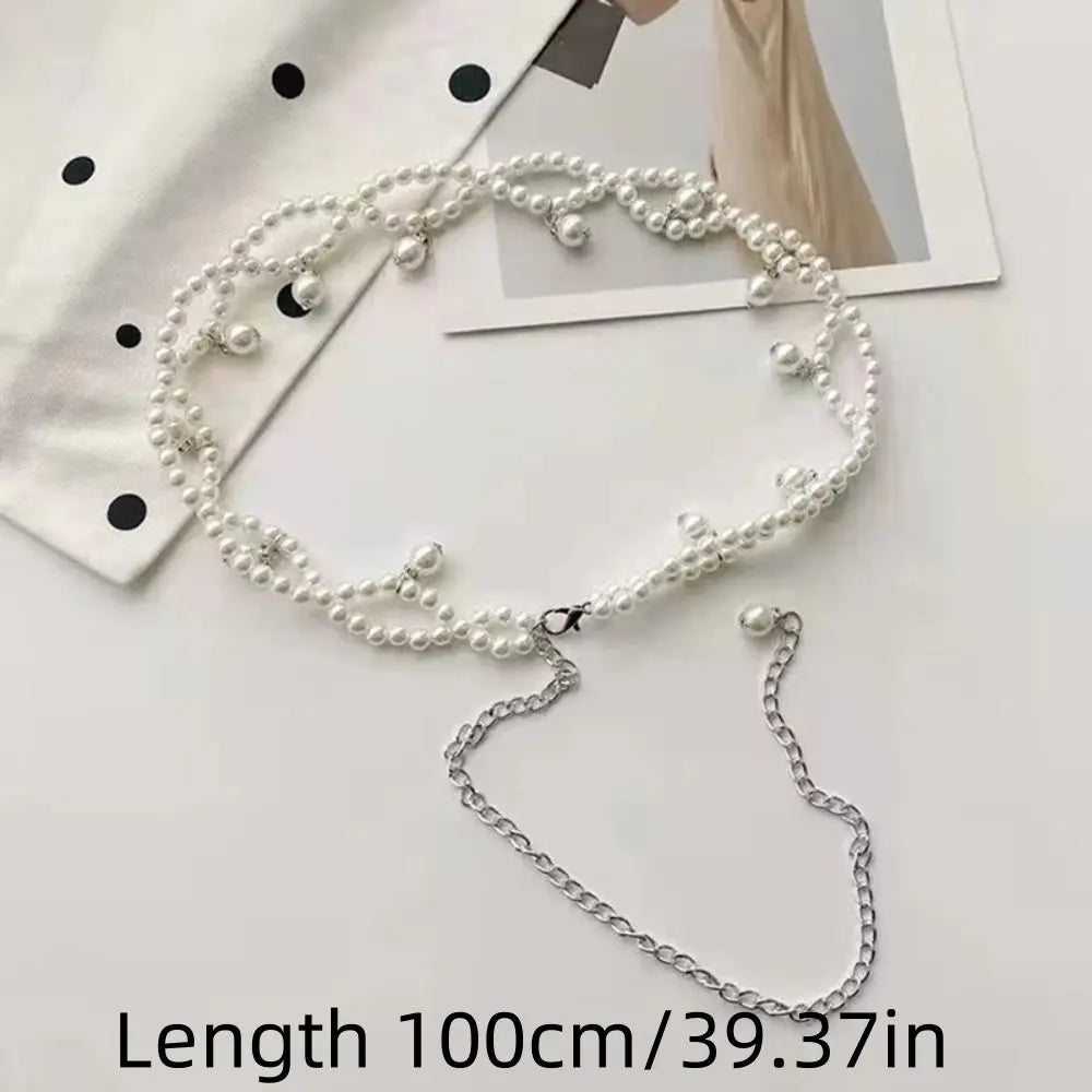 100cm Pearl Waist Chain Belt – Elegant Women's Body Jewelry Pearl Waist Chain Axl