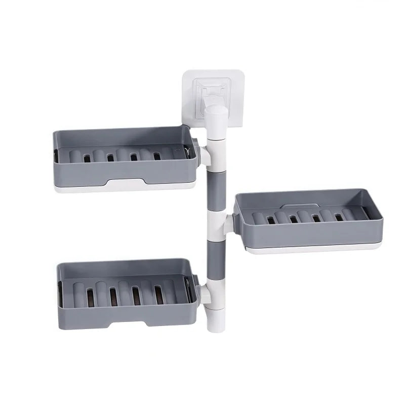 Wall Mounted Rotating Soap Dish – 4-Tier Drain Storage Rack Soap Dish Rack Axl