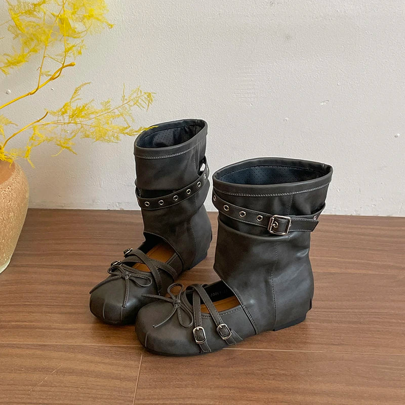 Women's Vintage Hollow Wedge Sandal Boots – Slip-On Western Wedge Sandal Boots Axl black 36