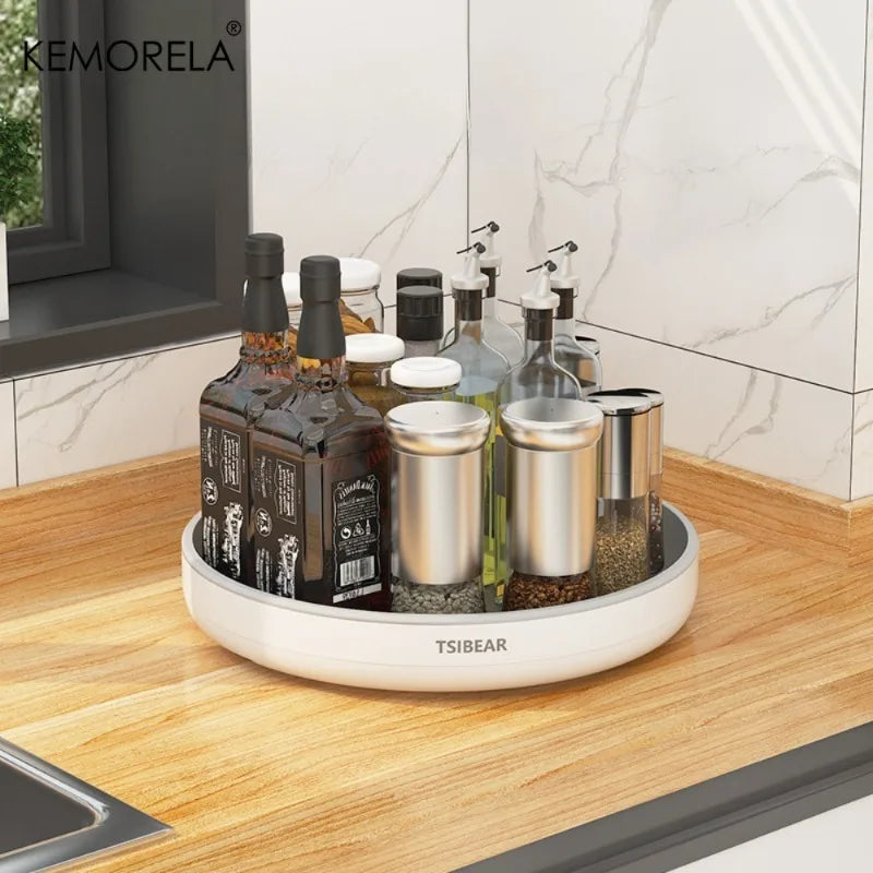 360° Rotating Turntable Organizer – Spice & Countertop Storage Rotating Storage Tray Axl