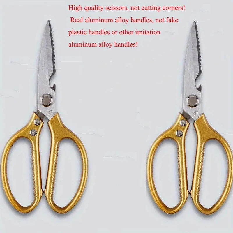 8.5" Multi-Functional Kitchen Scissors – Stainless Steel Shears Kitchen Scissors Axl Golden 2pcs