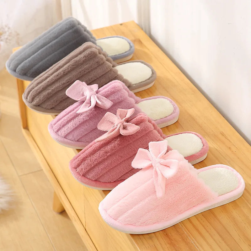 Women's Winter Cotton Slippers – Cozy Butterfly Knot Indoor Indoor Slippers Axl