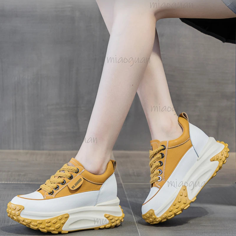 Women's 7cm Wedge Platform Sneakers – Chunky Heel Sport Shoes Wedge Platform Sneakers Axl