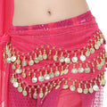 Women's Belly Dance Hip Scarf – Sequin Tassel Wrap Belt Skirt Belly Dance Costume Axl Rose red