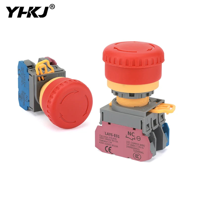 22mm Latching Emergency Stop Push Button Switch 1NO1NC Mushroom Push Button Switch Axl