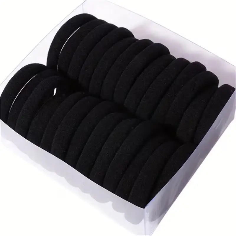 50-Pack Black Seamless Elastic Hair Ties – Gentle & Everyday Elastic Hair Ties Axl
