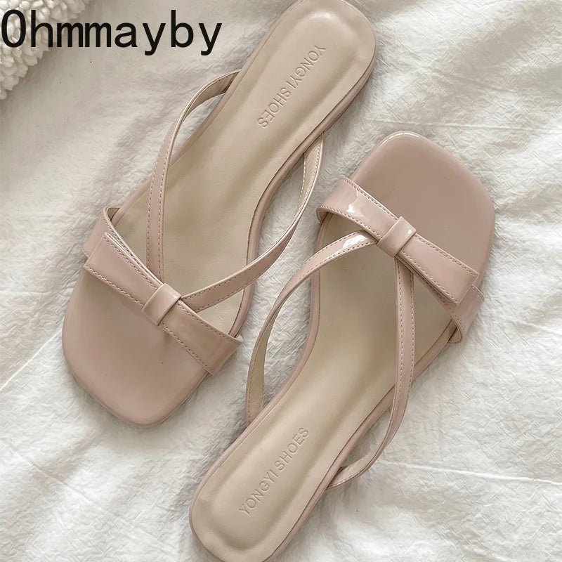 Women's Low Heel Square Toe Slides – Lightweight Summer Slippers Women's Slide Slippers Axl