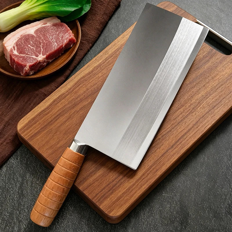 Stainless Steel Chinese Cleaver – Wood Handle Slicing Knife Kitchen Cleaver Knife Axl