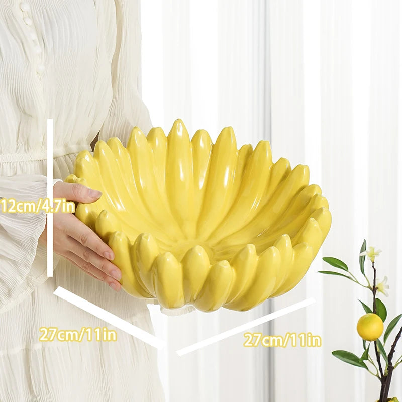 Banana Shaped Ceramic Fruit Bowl – Snack & Serving Plate Ceramic Serving Bowl Axl A