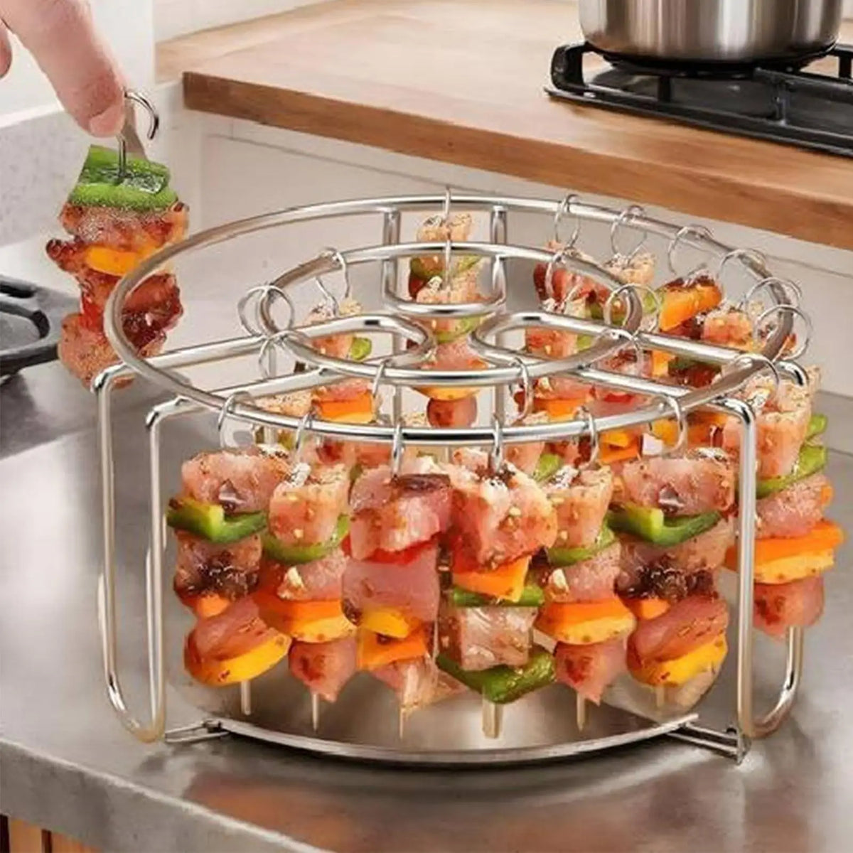 Vertical Air Fryer Skewer Rack – 49 Stainless Steel Skewers Air Fryer Skewer Rack Axl