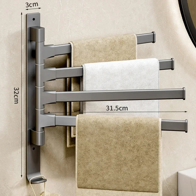 Wall Mounted Rotatable Towel Rack – Space Aluminum 2–5 Bars Towel Rack Axl Gray 4 Bar