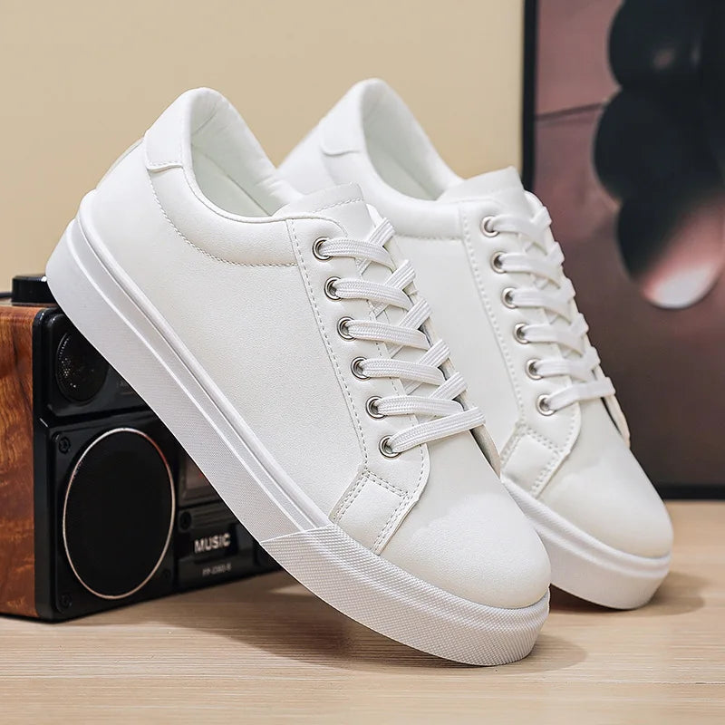 YBQJOO Men's Leather Slip-On Sneakers – Breathable Casual Shoes Men's Casual Sneakers Axl White 41