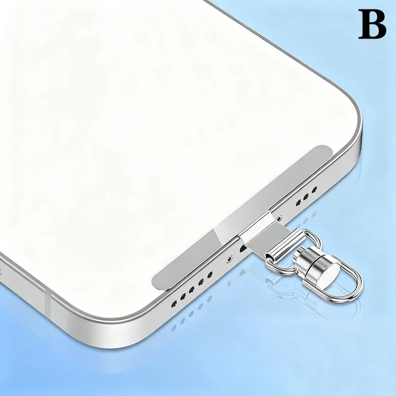 Steel Phone Lanyard Clip Gasket Patch – Anti-Drop Metal Strap Phone Lanyard Clip Axl B Silver