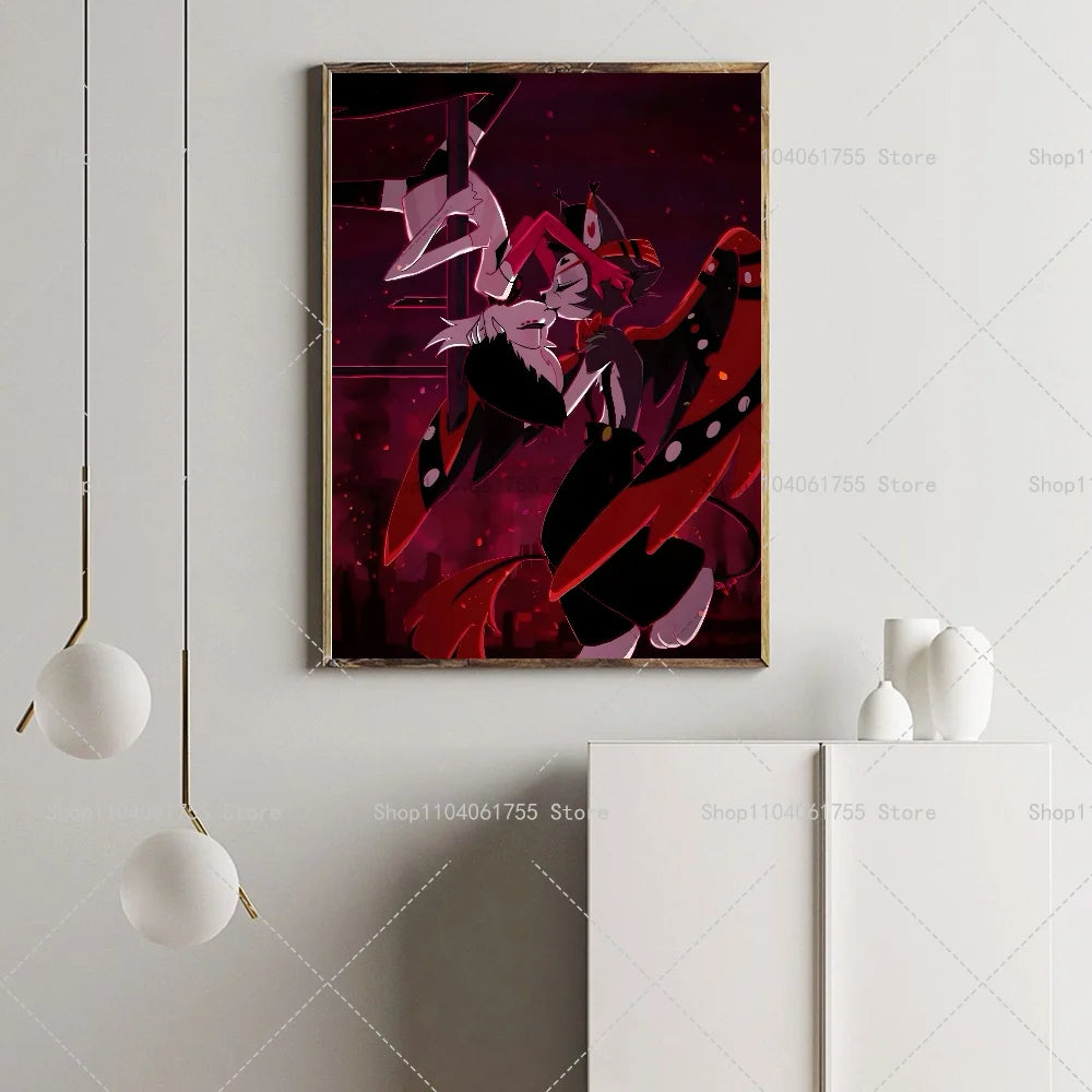 Hazbin Hotel Angel Dust Alastor Waterproof Wall Poster Sticker Wall Art Poster Axl