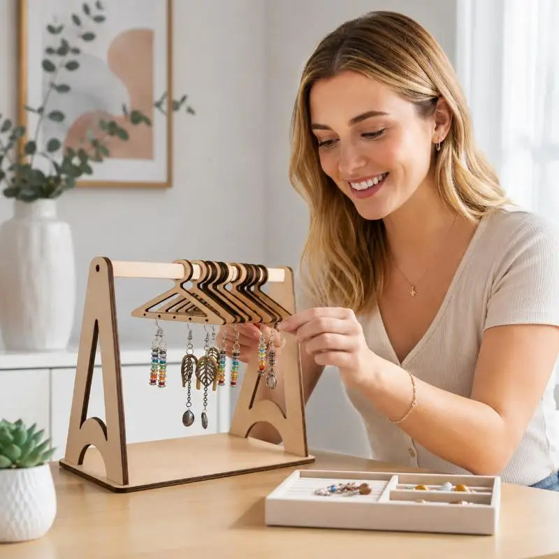 Mini Wooden Hanging Earring Display Stand & Organizer Rack Earring Display Stand Axl
