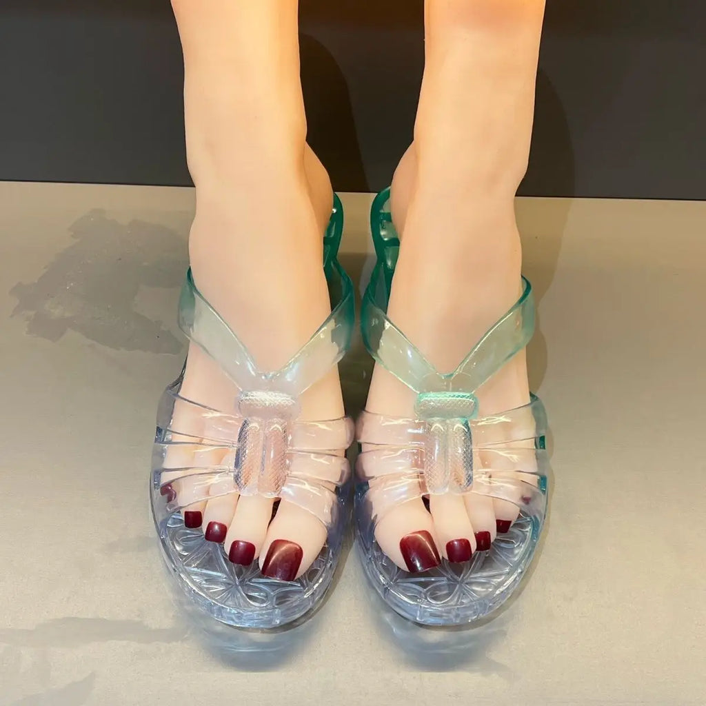 Women's Gradient Crystal Wedge Slippers – Jelly Sandals Wedge Jelly Sandals Axl