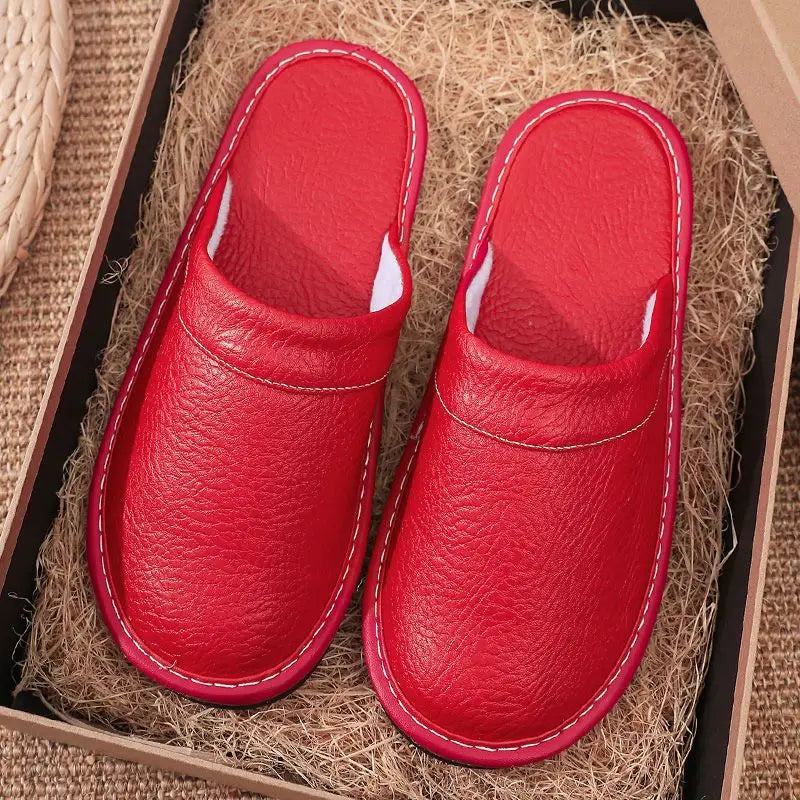 Lorilury Leather Indoor Slippers – Men's Plus Size Up to 48 Indoor Leather Slippers Axl