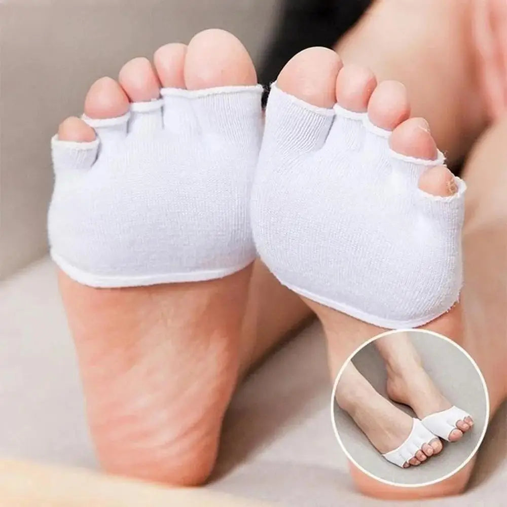 Half Toe Five-Toe Separator Linen Socks – Foot Care (1 Pair) Toe Separator Socks Axl One Size WHITE