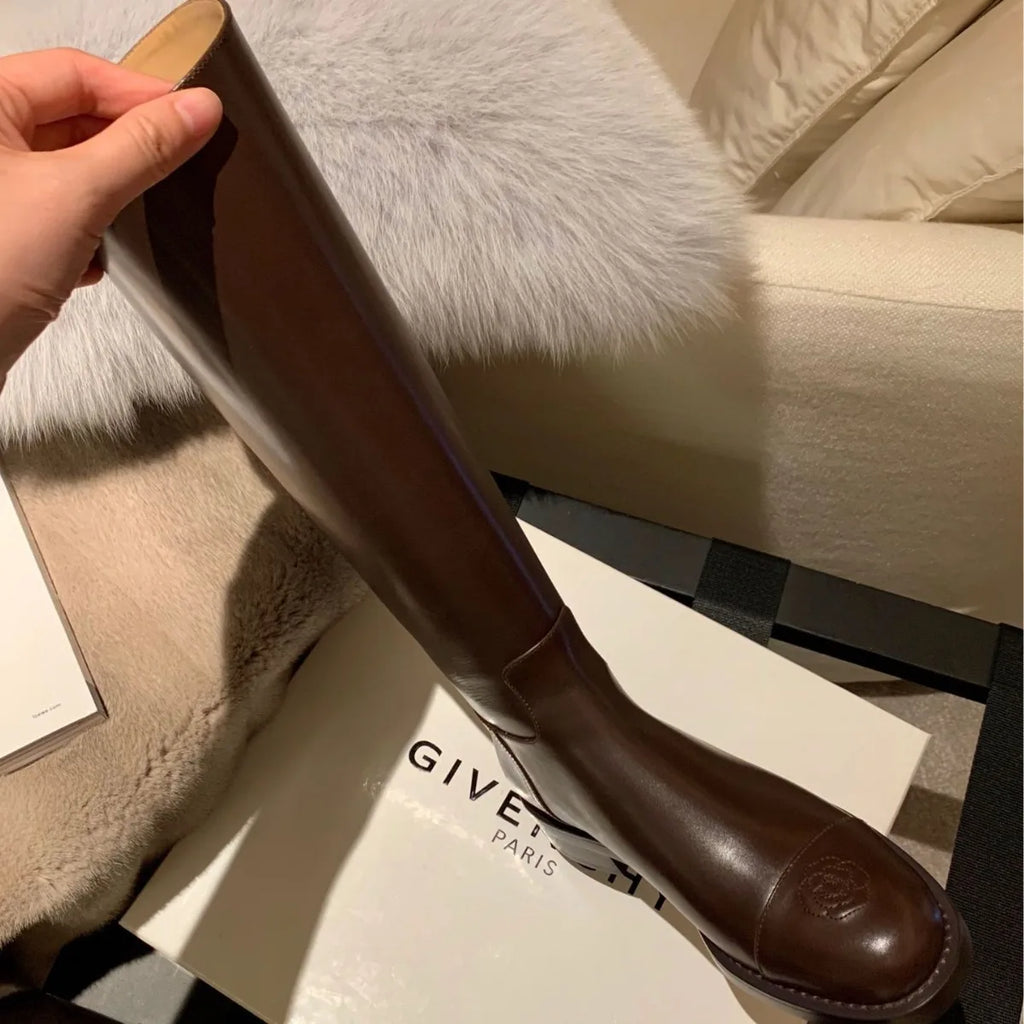 Women's Knee-High Knight Boots – Punk Zip-Up Winter Boots Knee-High Boots Axl Coffee fleece 39