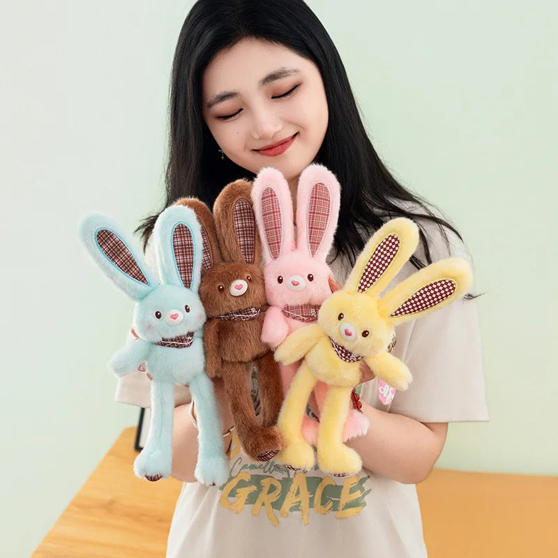Easter Plush Bunny Keychain – Pullable Ears Rabbit Bag Charm Plush Bag Charm Axl