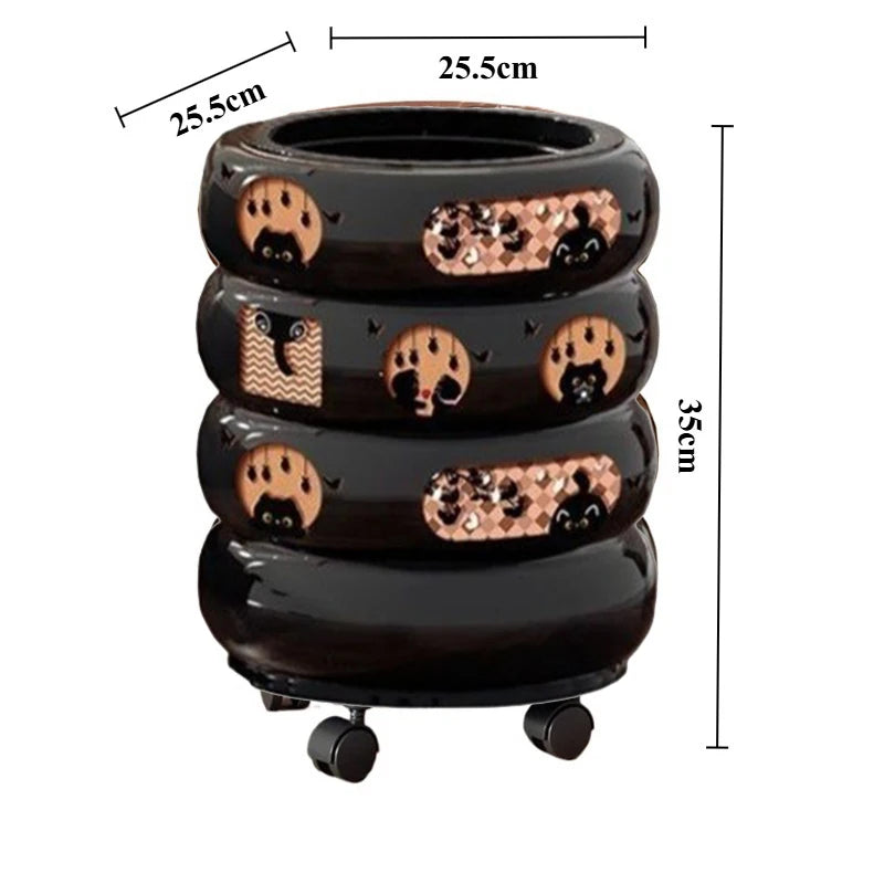 High-Capacity Press-Top Trash Can with Cover | Kitchen & Bathroom Trash Can Axl Black