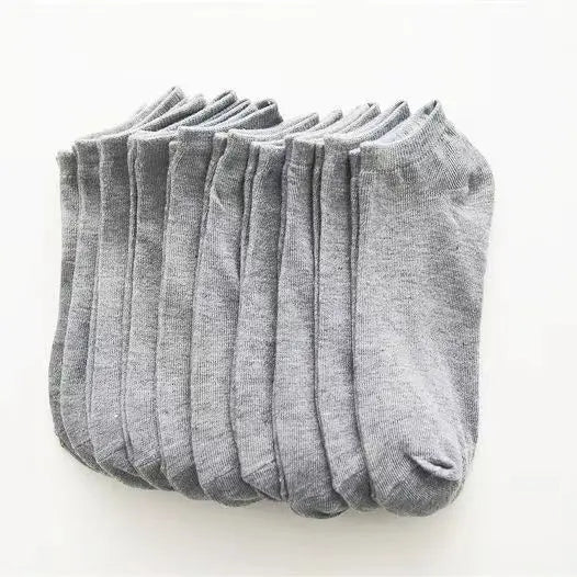 Men's Low-Cut Ankle Boat Socks – Soft Polyester, Solid Colour Men's Ankle Socks Axl 10 pairs grey One Size