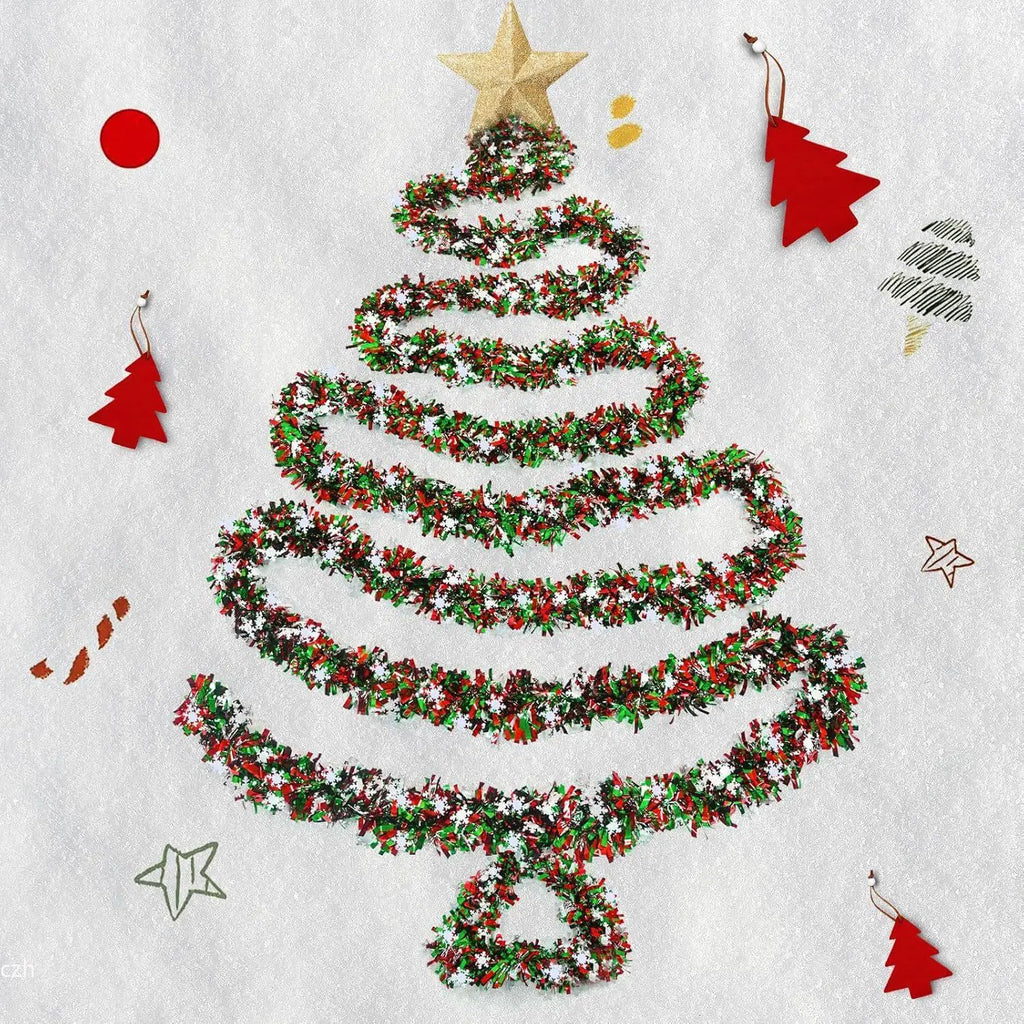 2M Christmas Snowflake Tinsel Garland | Metallic Xmas Decor Christmas Tinsel Garland Axl