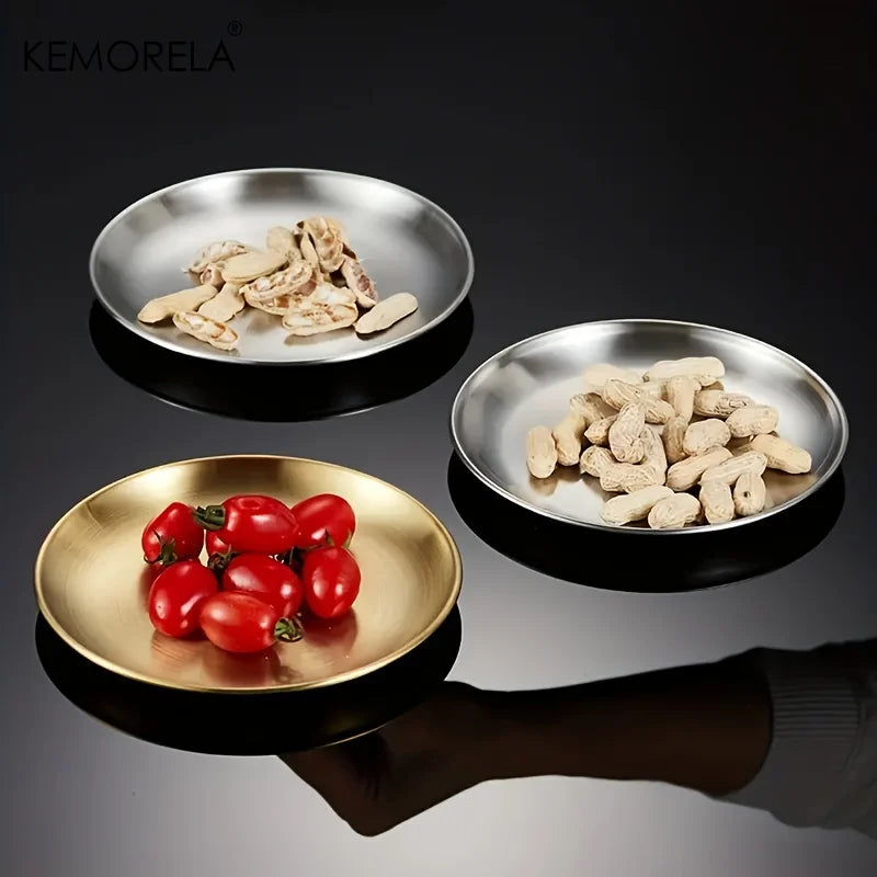 6-Piece Stainless Steel Camping Plate Set with Storage Rack Camping Plate Set Axl