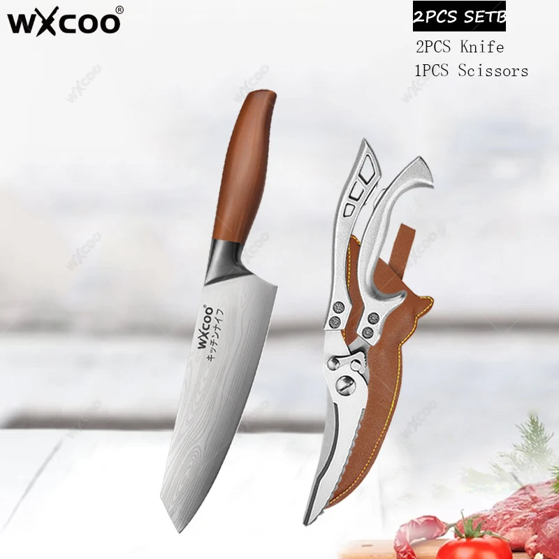 WXCOO Professional Chef Knife Set – Sharp Stainless Steel Kitchen Kitchen Knife Set Axl 2PCS SET B