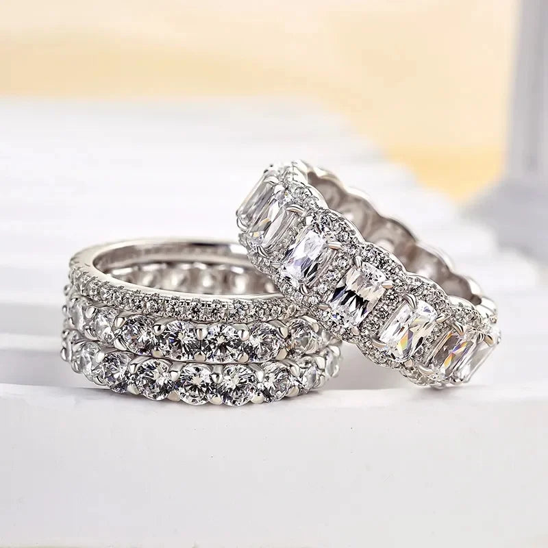 Huitan 4-Piece CZ Bridal Ring Set | Women's Wedding Jewelry Bridal Ring Set Axl