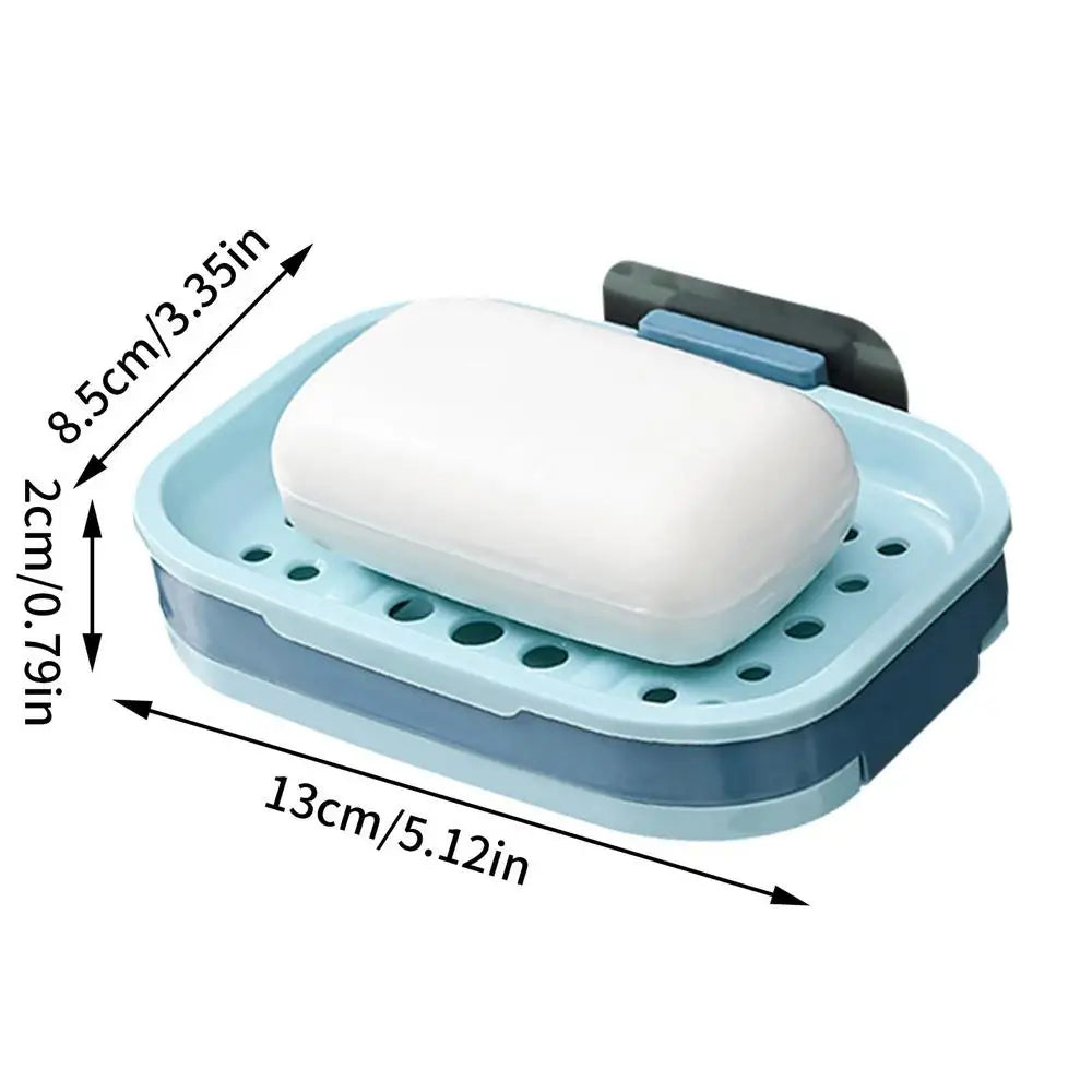 No-Drill Wall Soap Dish with Drain – Self-Adhesive Holder Wall Soap Dish Axl Blue