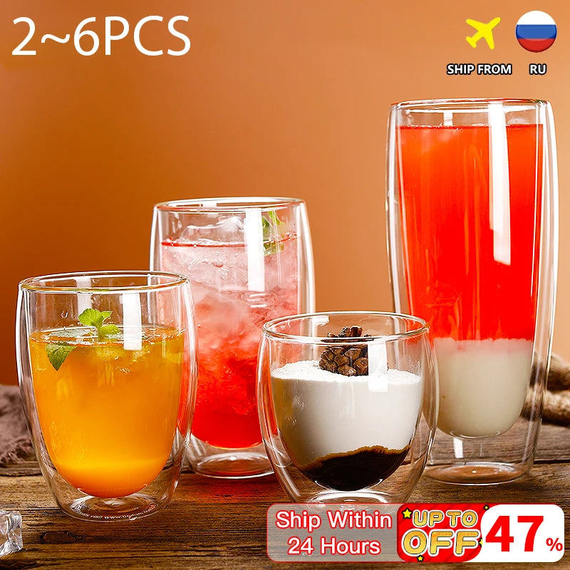 KEMORELA Double Wall Glass Cup – Heat-Resistant Borosilicate Double Wall Glass Cup Axl
