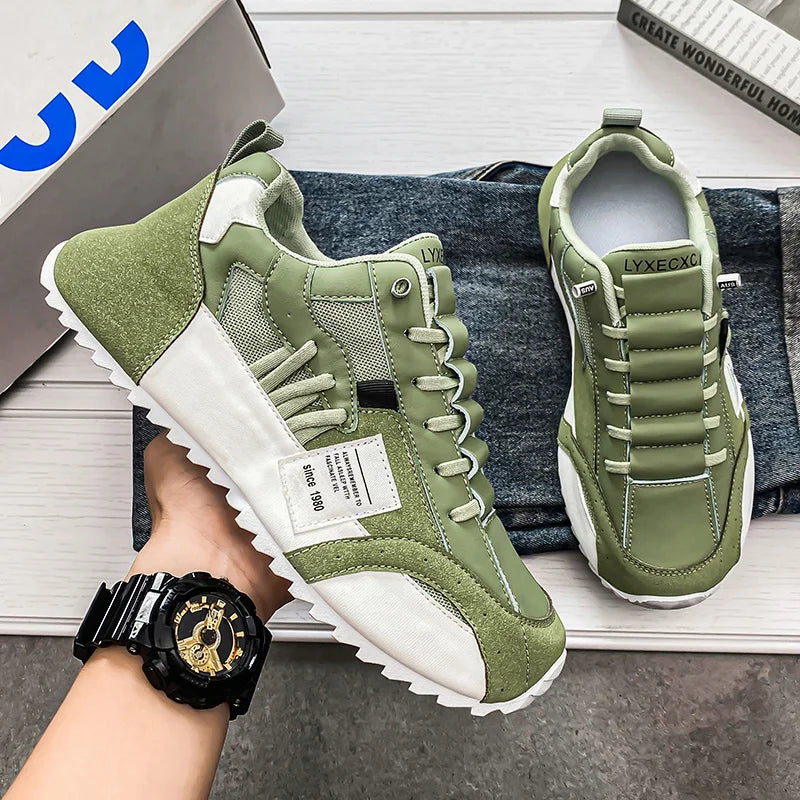 Lorilury Men's Platform Sneakers Lace-Up Sport Shoes Plus Size Men's Platform Sneakers Axl