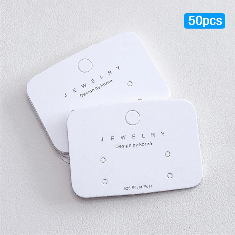 50 Pcs White Cardboard Earring Display Cards & Price Tags Earring Display Cards Axl