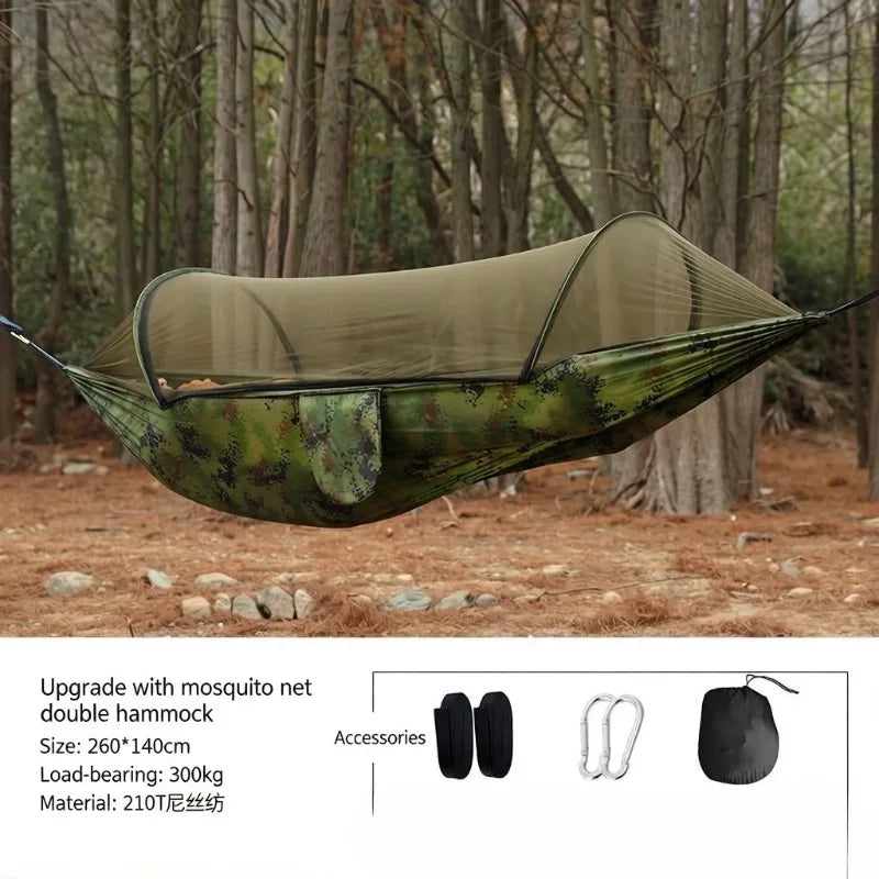 Quick-Install Camping Hammock with Mosquito Net | Portable Camping Hammock Axl camouflage