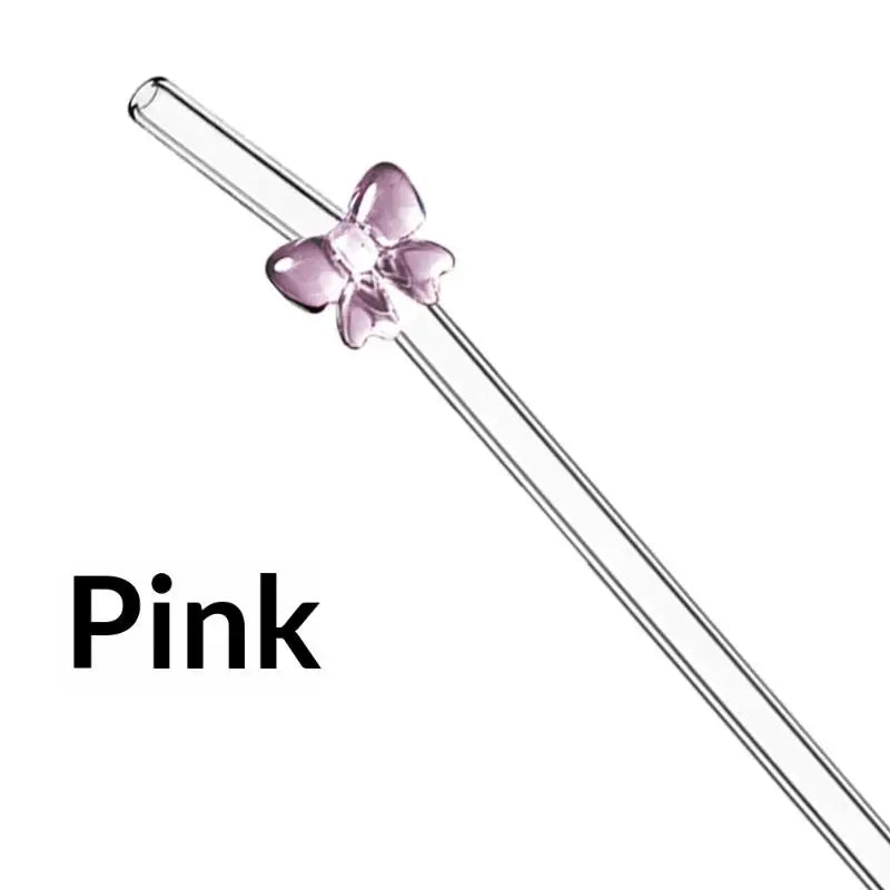 Colorful Bow Glass Straw – Reusable Curved Drinking Straw Glass Drinking Straw Axl A3
