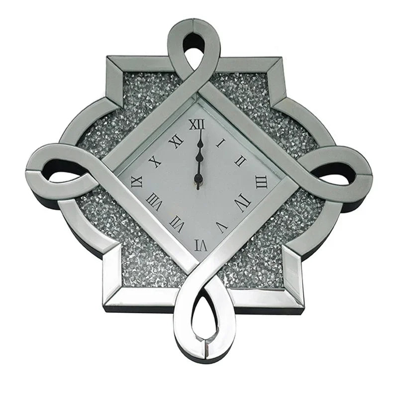 Nordic Mirror Wall Clock 50cm – Silent 3D Glass Silver Decor Wall Clock Axl