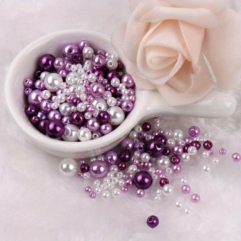 150pcs Double-Hole Pearl Beads – Round Loose Beads for DIY DIY Jewelry Beads Axl