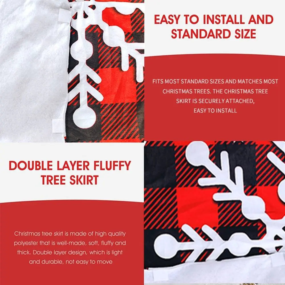 Christmas Tree Skirt – Snowman, Santa & Elk | 90cm Floor Mat Christmas Tree Skirt Axl