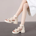 Women's Roman Wedge Sandals – Zip Open Toe 5cm Heel Wedge Sandals Axl Creamy-white 35