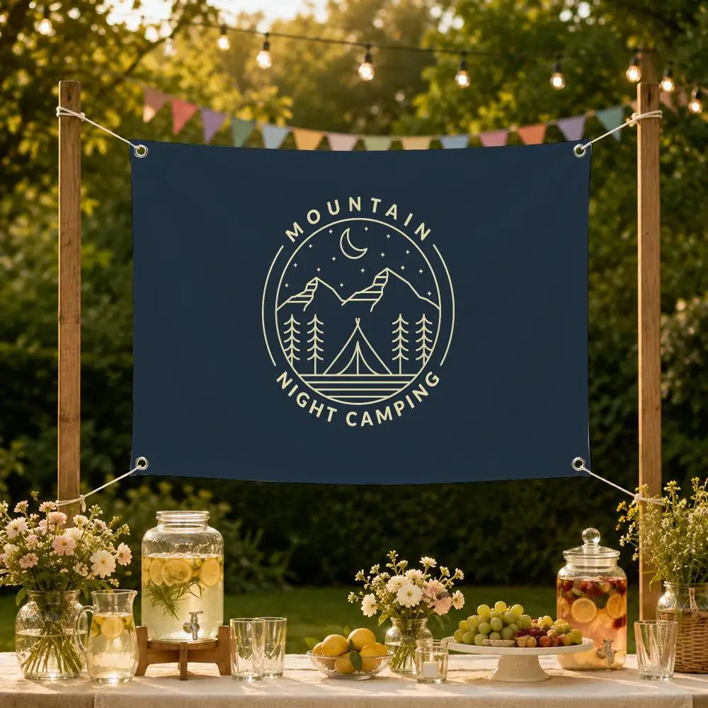 Camping Outdoor Logo Flag Banner – Wall Decor Indoor & Outdoor Wall Flag Banner Axl