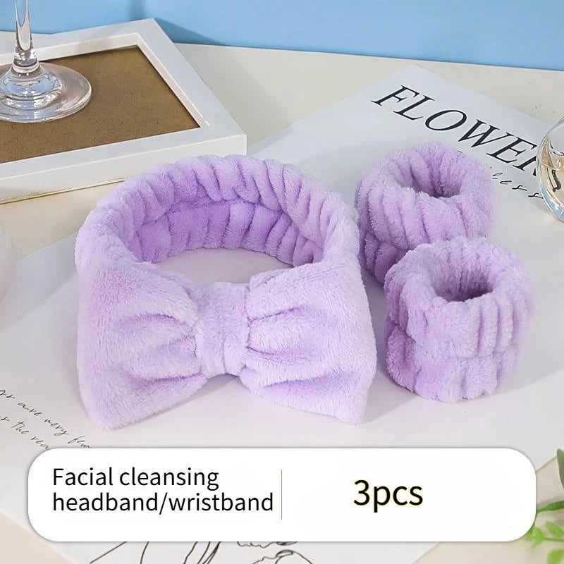 Butterfly Headband & Wristband Set – Plush Flannel Beauty Accessories Beauty Headband Set Axl Purple-3pcs